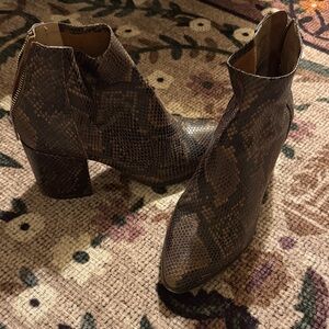 Snakeskin Heeled Ankle Boots